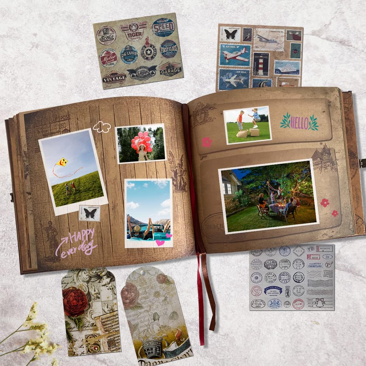 Vintage Scrapbook Journal for Travel Memories and Photos